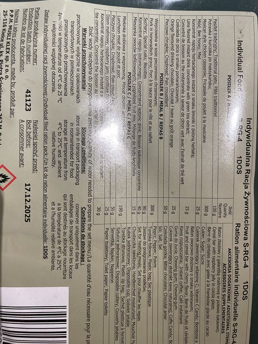 Duża racja rzywnocsiowa calo dniowa SRG 4