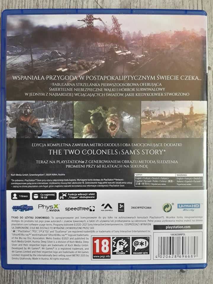 Gra Metro Exodus Polska Wersja PS5 Playstation