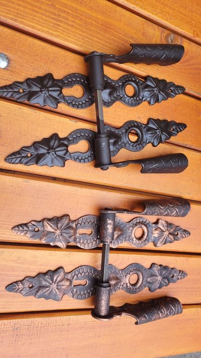 Klamka kuta z szyldem PATYNA czarna POLSKI WYRÓB , PIĘKNA KUTA KLAMKA