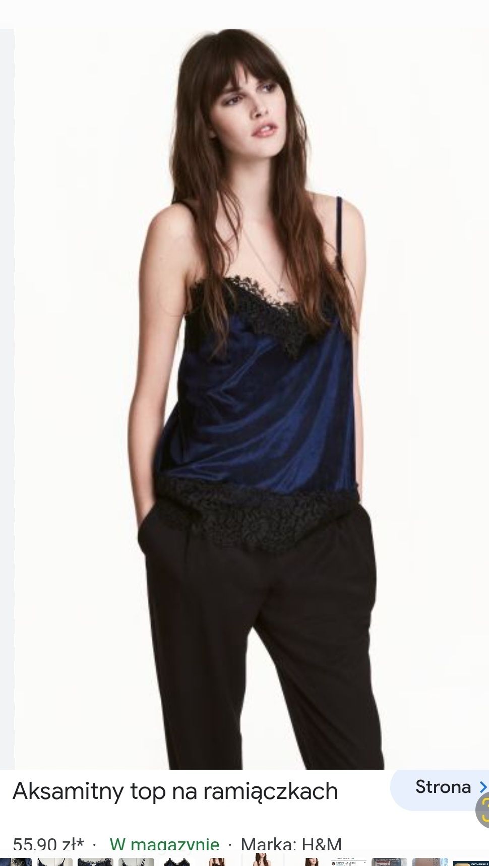 Wyprzedaż Aksamitny top na ramiączkach H&M r M