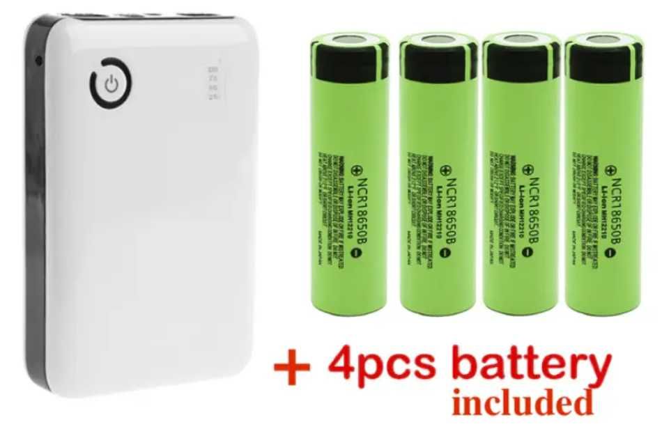 б/у (PowerBank + 4АКБ)  18650 USB-MicroUSB