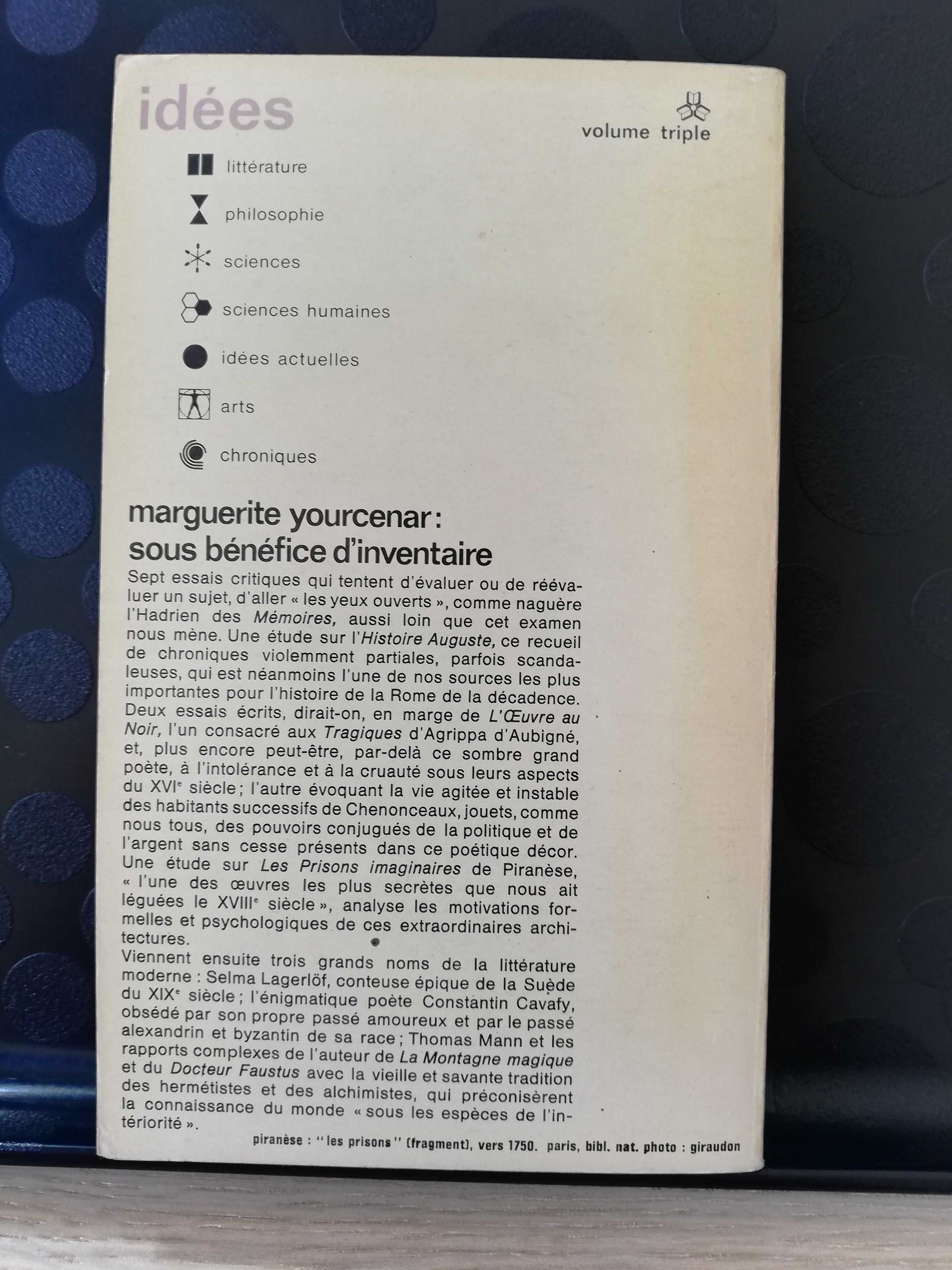 Sous bénéfice d'inventaire - Marguerite Yourcenar, edição em francês