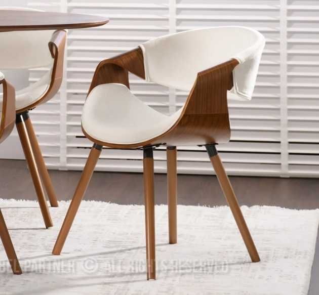 Krzesło gięte drewno orzech z kremowym welurem OUTLET ostatnie 5szt I2