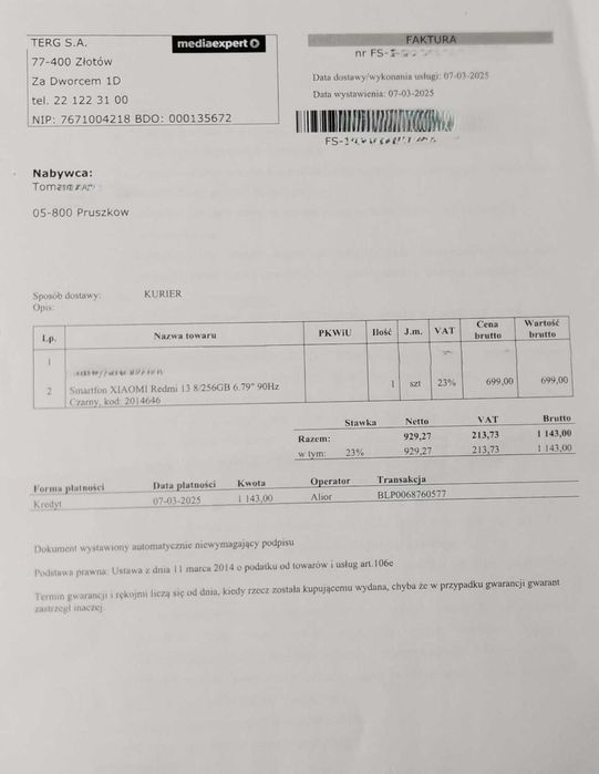 Redmi 13 RAM 256 GB ROM 8 GB