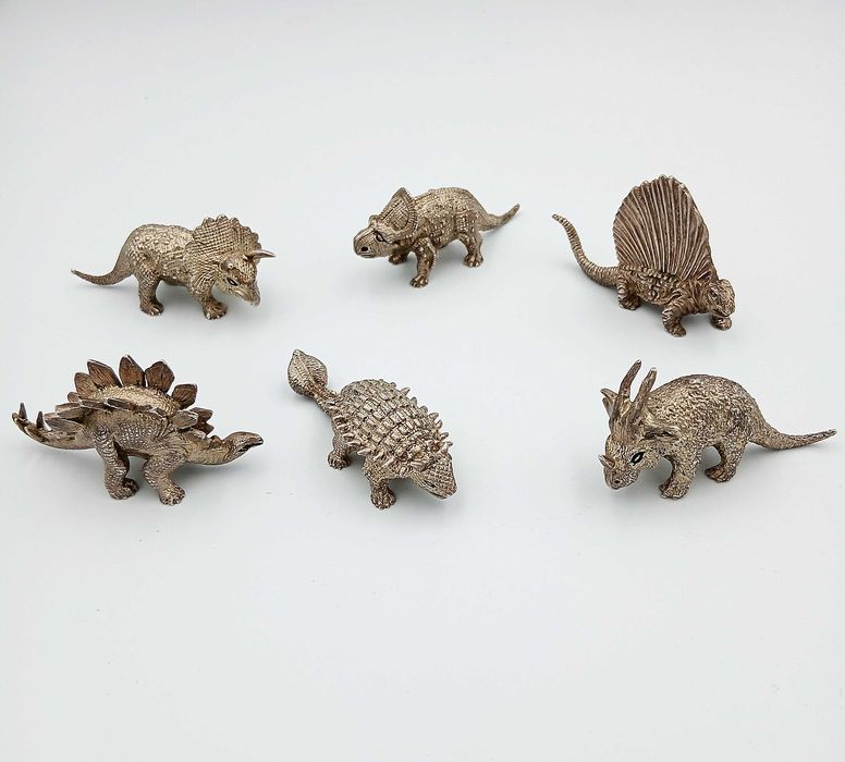 Figurki Kolekcjonerskie srebrne DINOZAURÓW 6 szt UNIKAT srebro P925