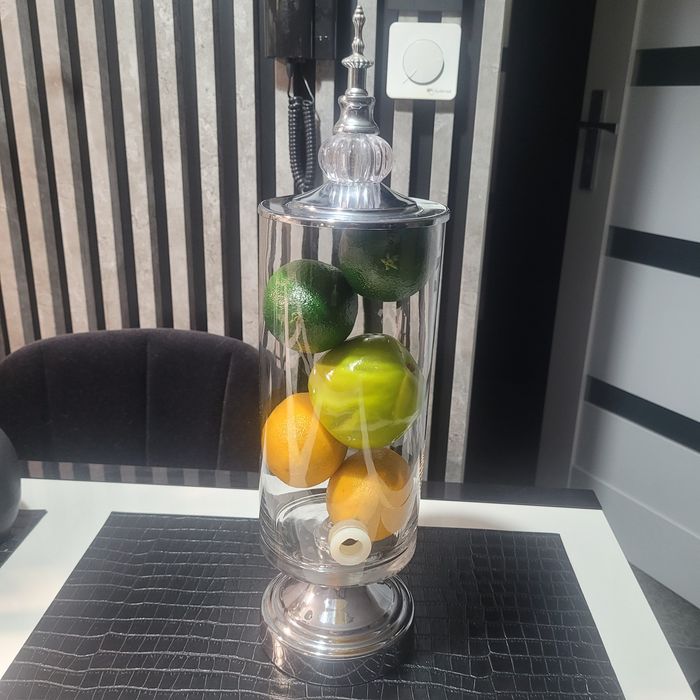 Pojemnik wysoki szklo plus metal dystrybutor do napoi