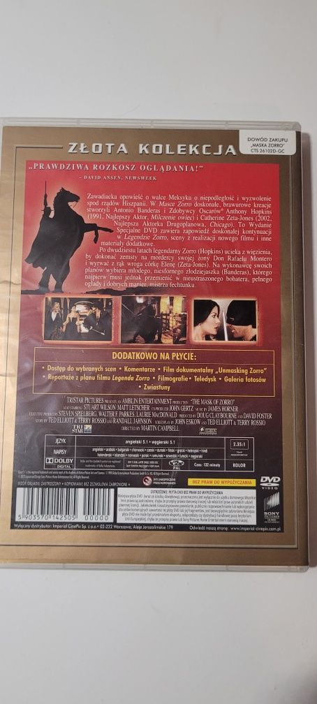 Maska Zorro wersja specjalna złota  [DVD]