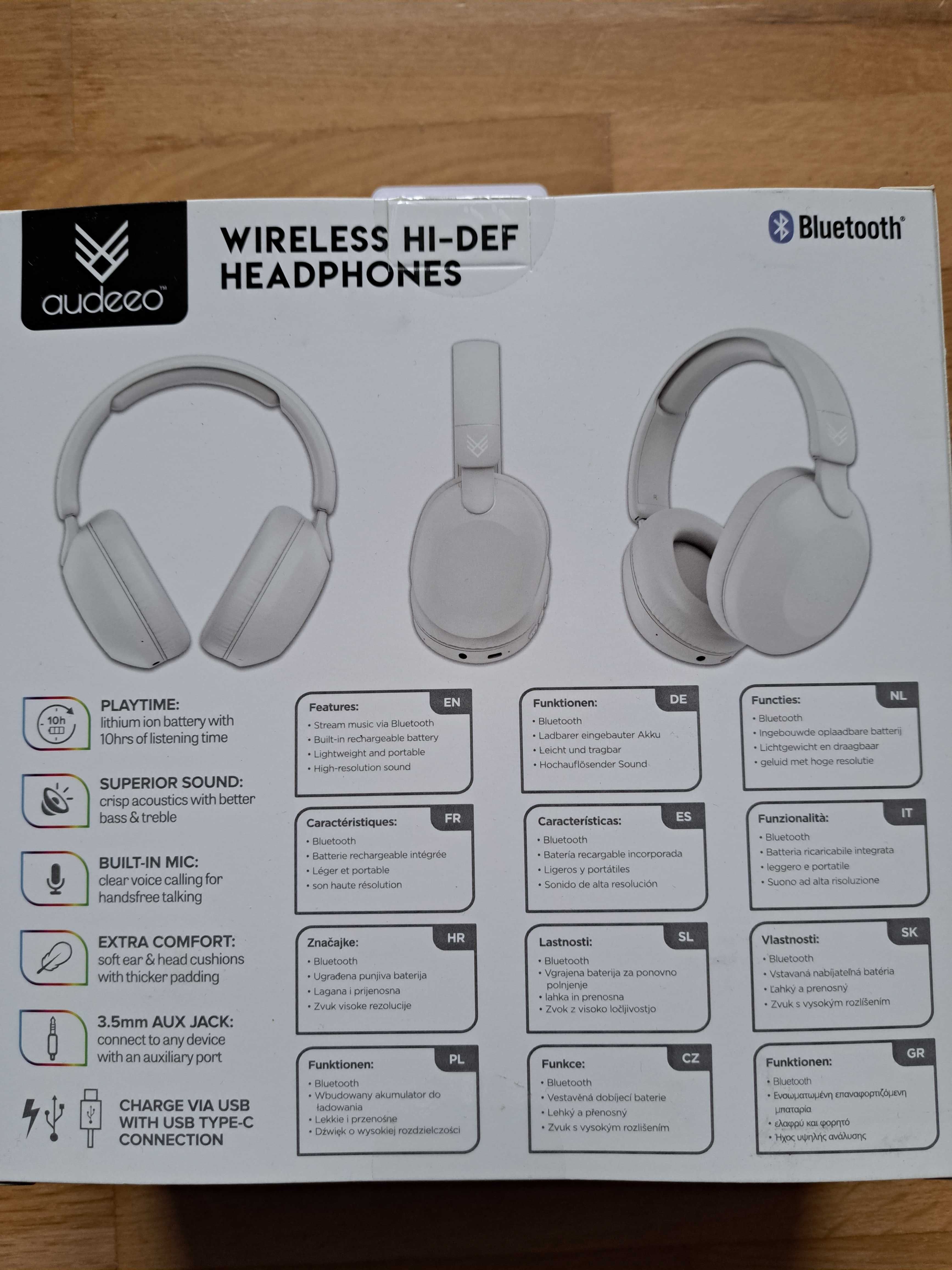 Słuchawki bezprzewodowe nauszne AUDEEO AO-WPH1-W