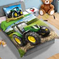 Pościel bawełna 140x200+1p70x90 Traktor zielony
