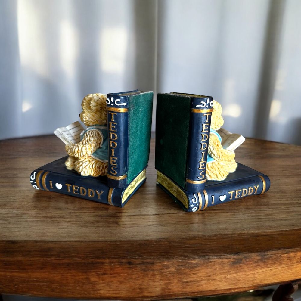 dois suportes para livros vintage em forma de ursinho de peluche