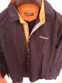 Koszula męska granatowo pomarańczowa