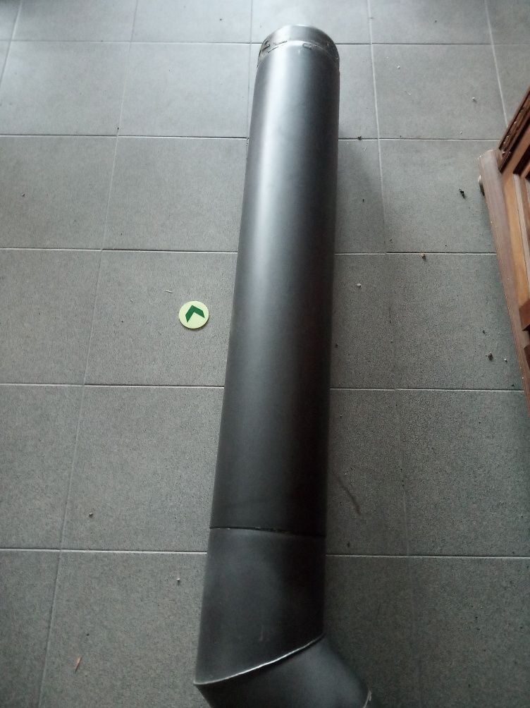 Tubo 1m e duas curvas 45o graus 180mm ferro fundido preto  salamandra