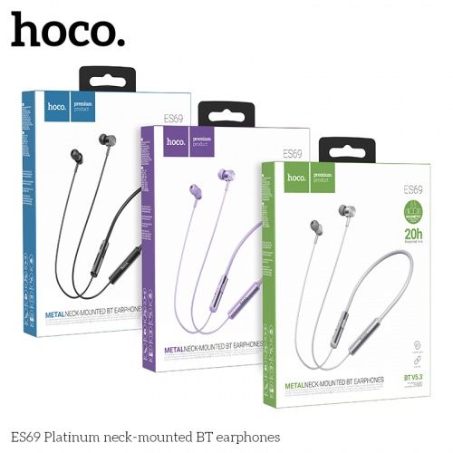 Навушники бездротові HOCO ES69 Platinum neck-mounted BT earphones сірі