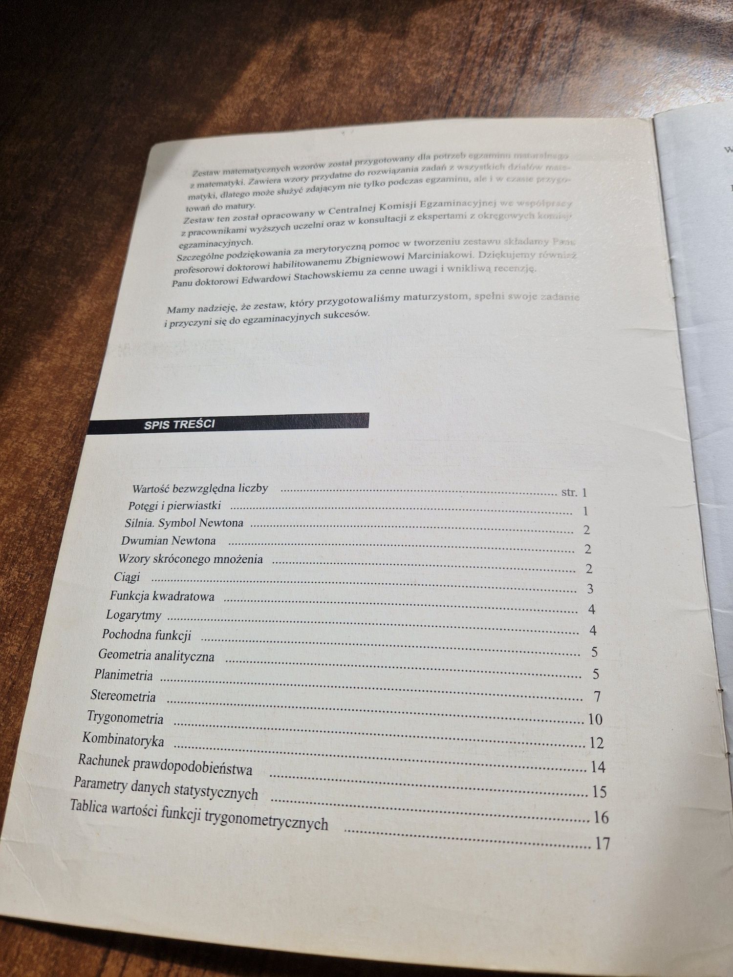 Zestaw wybranych wzorów matematycznych CKE