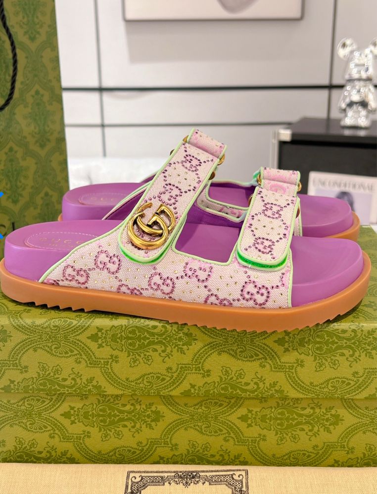 Gucci klapki brokat