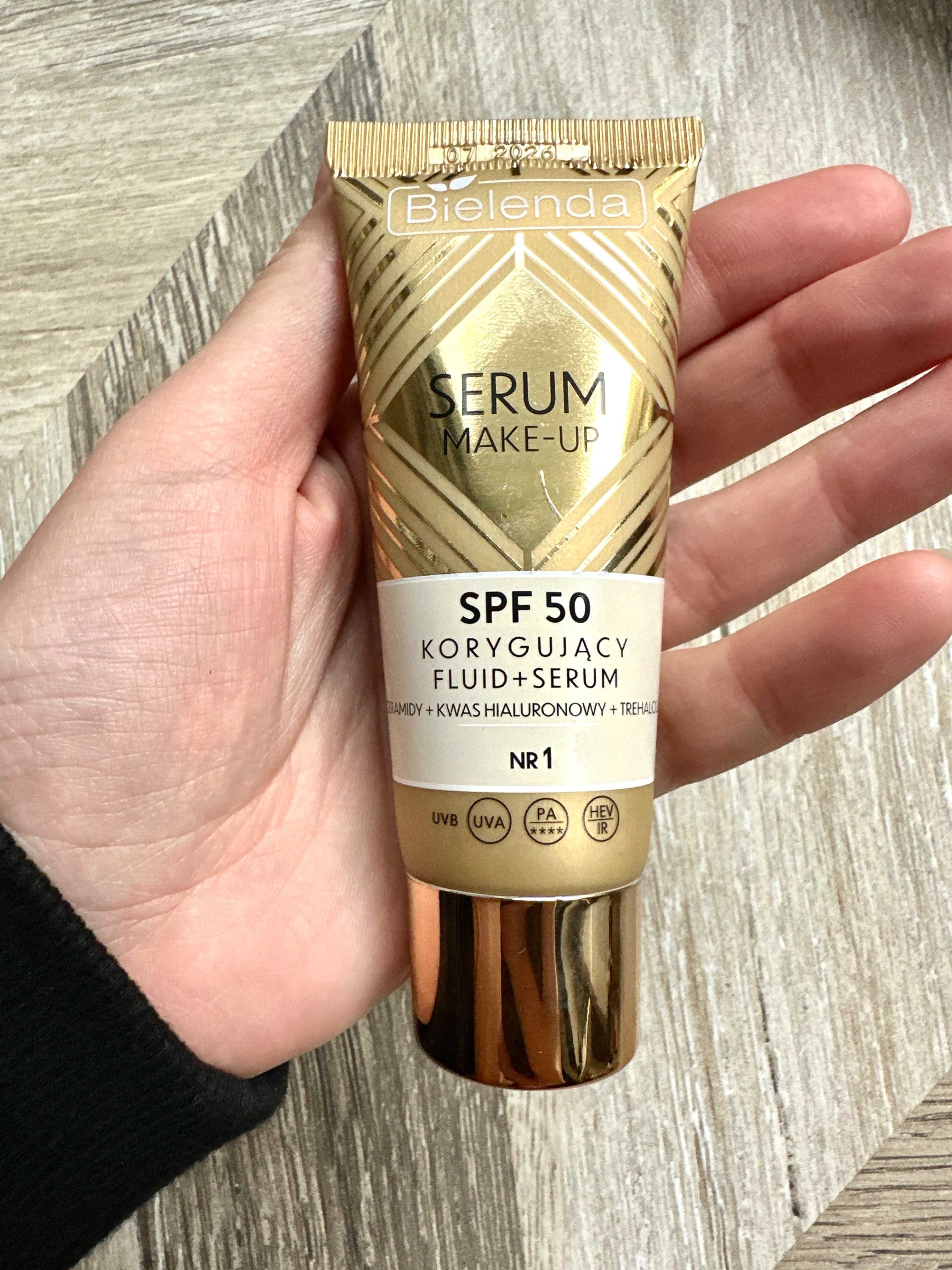 BIELENDA Serum Make-Up fluid + serum, korygujący SPF 50 - odcień nr 1