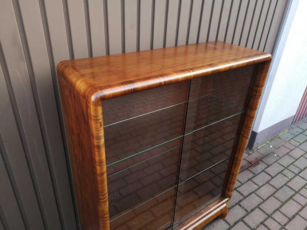 Witryna Serwantka Biblioteka ART-DECO Orzech Stara Antyk Po Renowacji.
