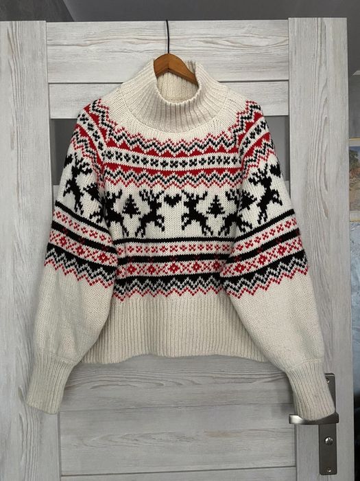 Zimowy sweter swiateczny golf H&M