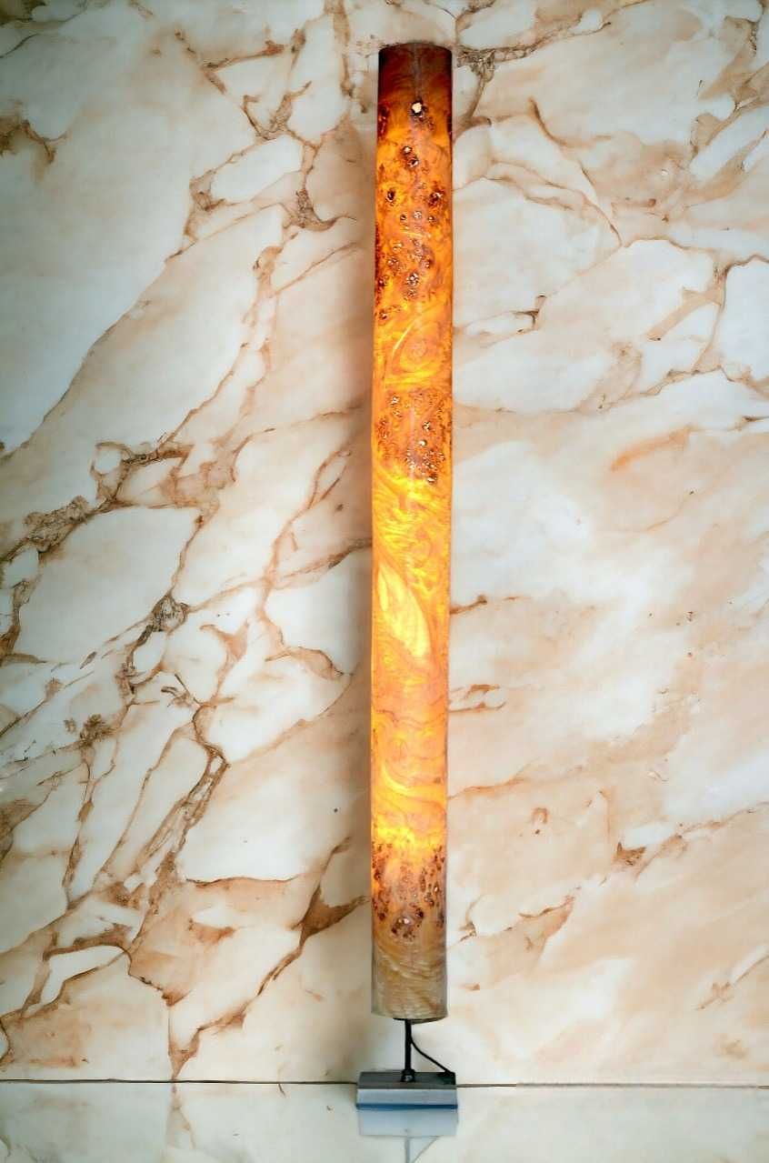 Lampa Podłogowa Golden Mara 160 cm Drewniana Fornir topola czeczot