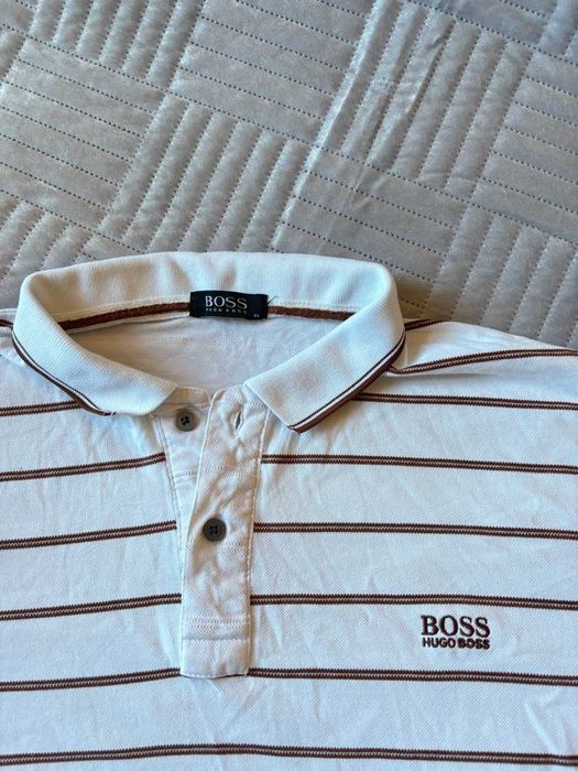 Koszulka polo Hugo Boss biała w paski rozmiar L/XL