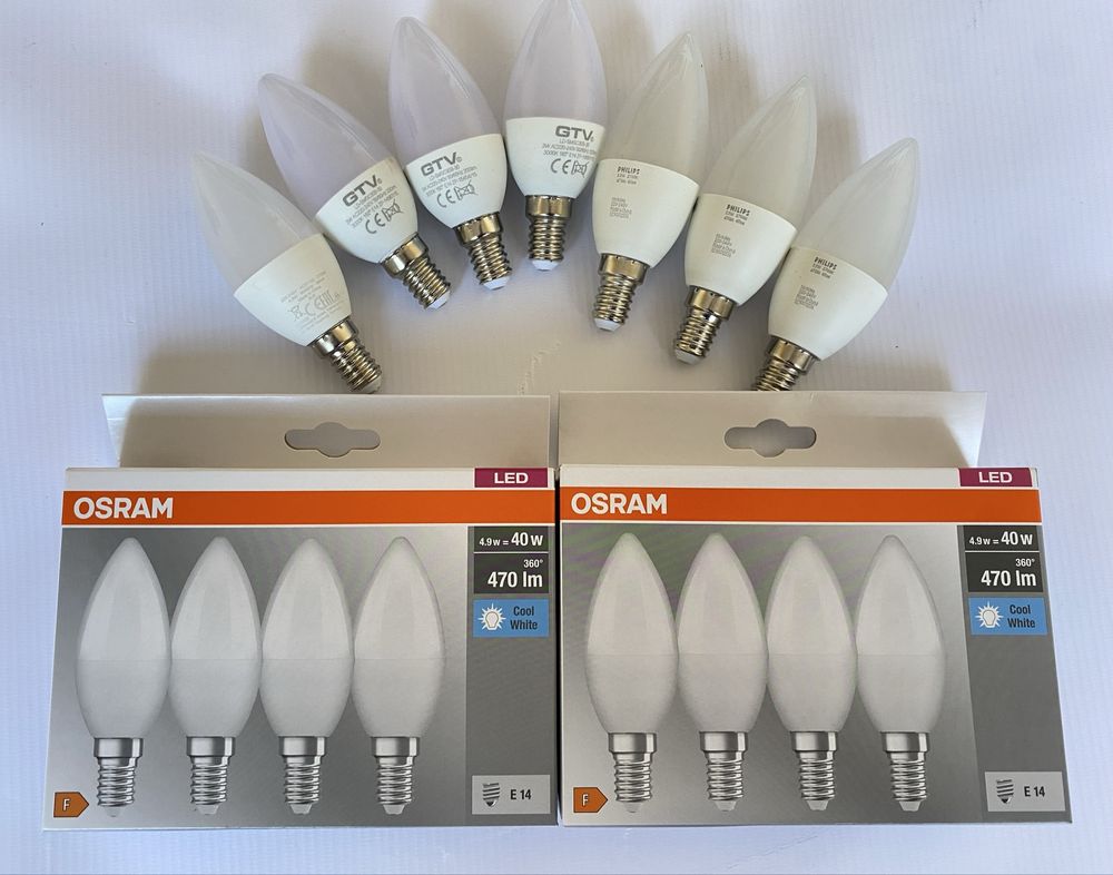 7 sztuk zestaw żarówek LED E14 ciepły 2700K Philips Gtv 5W