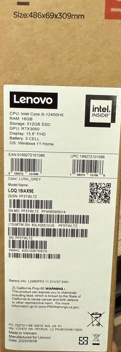 Lenovo LOQ E 15  i5 12450HX /16 Ram/ 512/ 3050/ FHD IPS