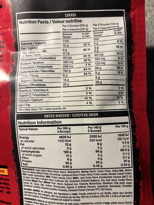 Mutant mass gainer Cookies & Cream 2.27kg