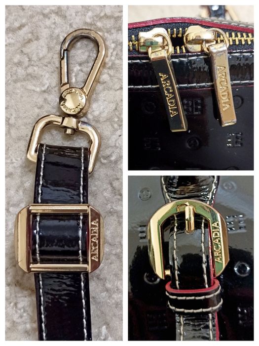 Сумка Arcadia женская натуральна шкіра лакова лак жіноча черна кожаная