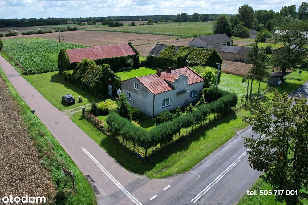 Siedlisko (dom+budynki gos.), 1 ha ziemi na Kujawach, blisko jeziora