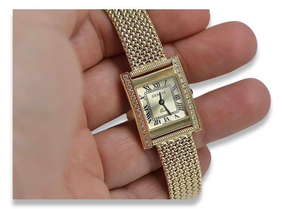 Złoty zegarek damski 14k 585 Geneve lw035ydgb&lwb003y