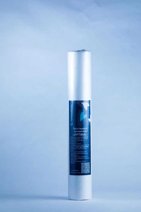 Одноразове простирадло Sanorma 0.60х100м (20 г/м2) спанбонд (білий)