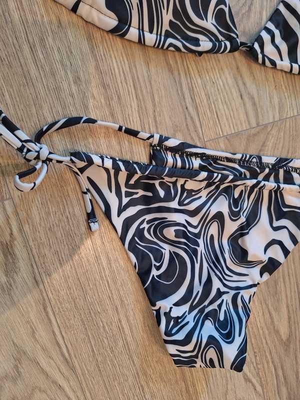 Strój kąpielowy dwuczęściowy bikini góra i dół wiązane zebra 36 8 S