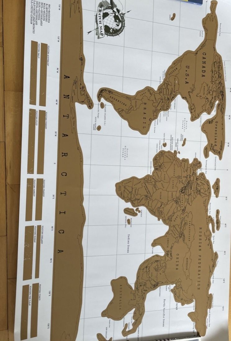 Mapa świata do zdrapywania Scratch Map