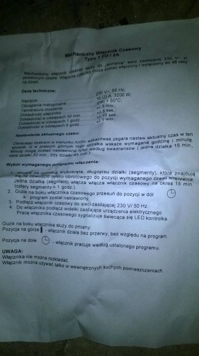mechaniczny wlacznik czasowy programator