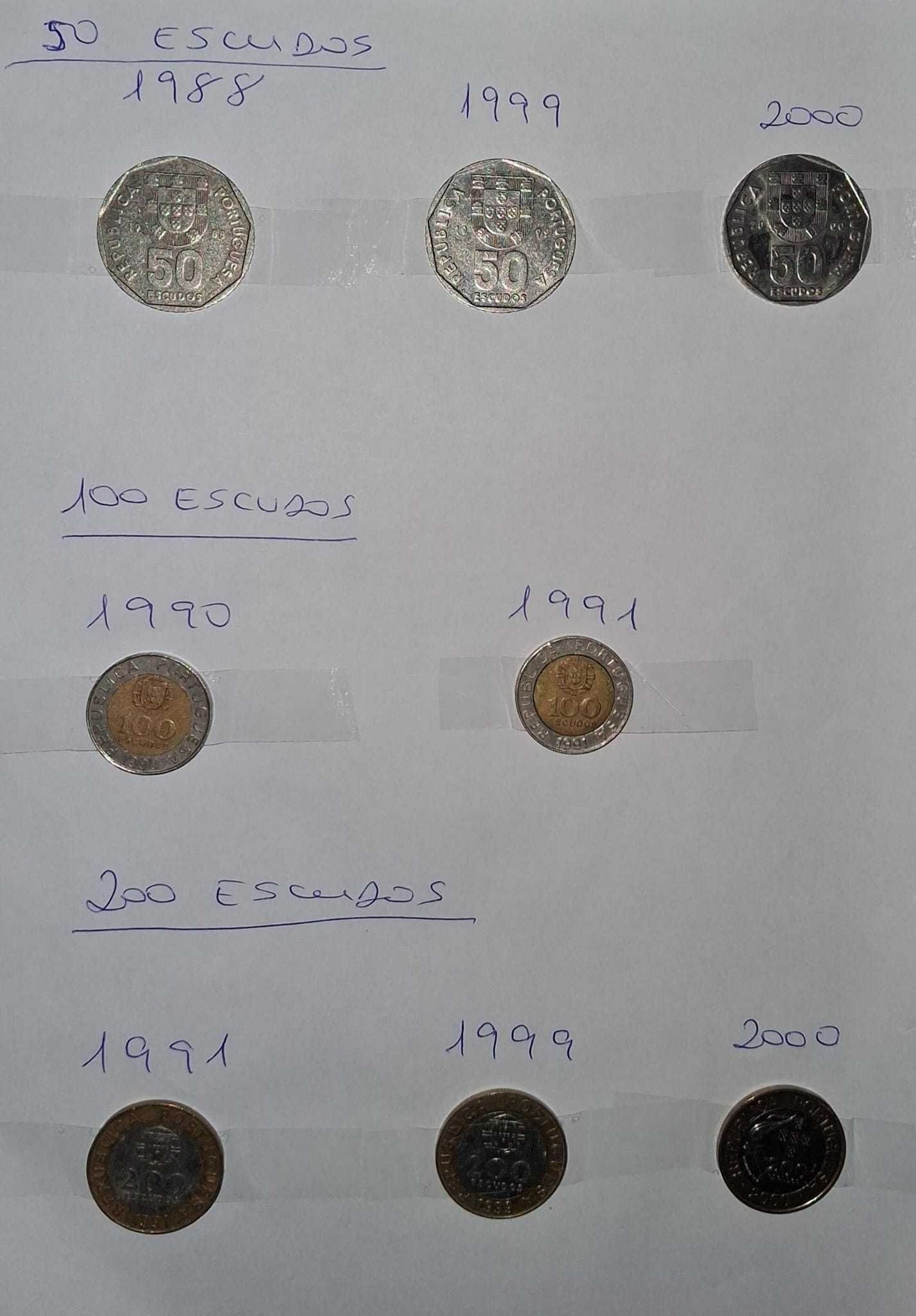 Moedas de 50 Escudos, 100 Escudos e 200 Escudos - De 1988 - Até 2000