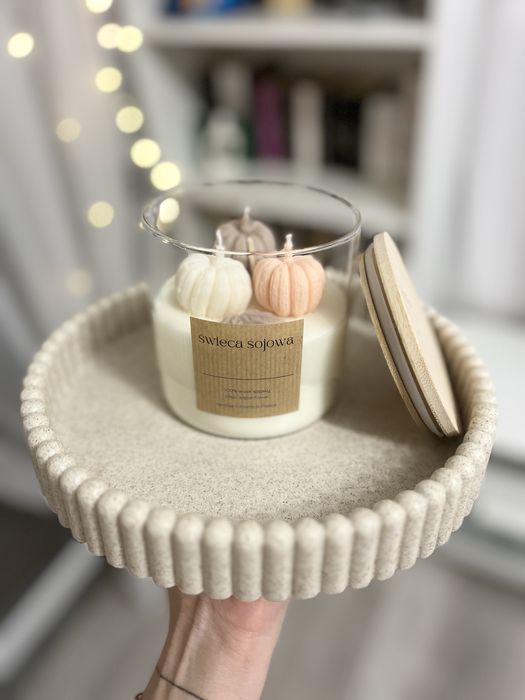 Duża Świeca sojowa w szkle jesień dynia dynie