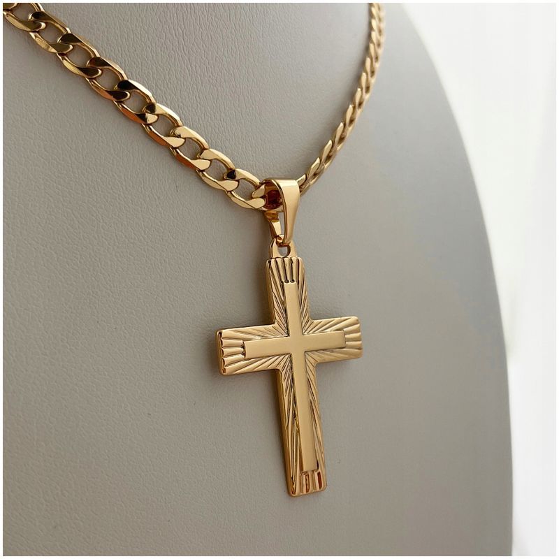 Złoty Łańcuszek Męski Pancerka+krzyżyk 18k 55cm Prezent Dla Niego + Gr