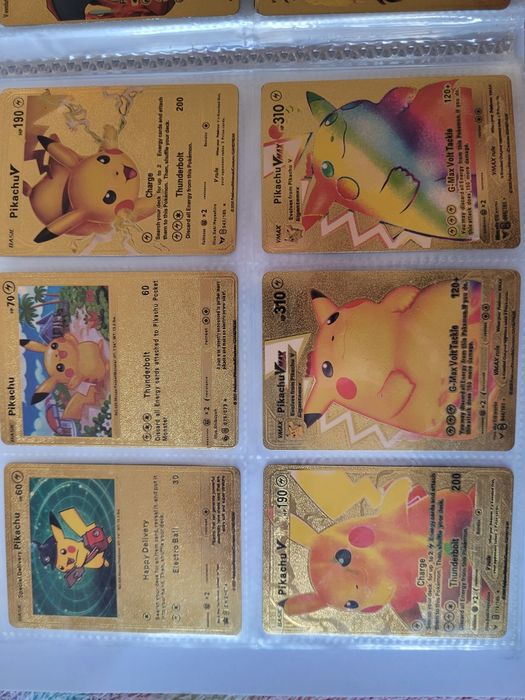 Zestaw zlotych kart Pokemon Pikachu