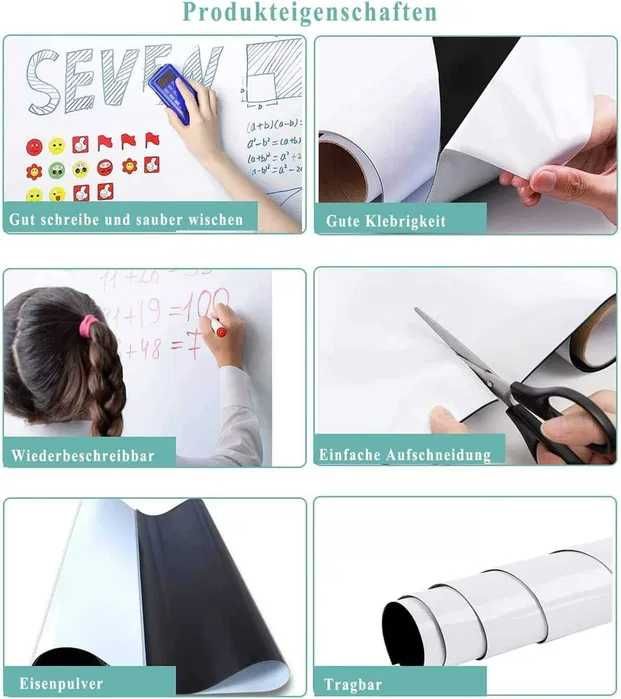 Biała magnetyczna folia samoprzylepna, papier tablicowy