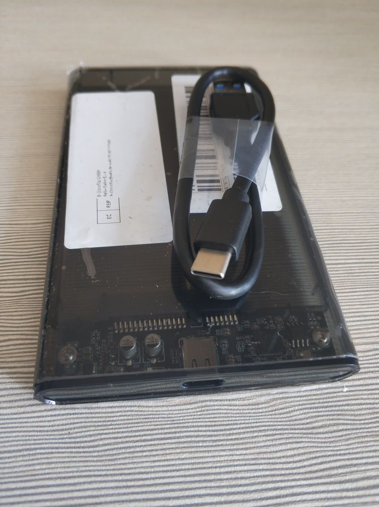 Внешний карман USB 2.0 для HDD, SSD 2.5" SATA, прозрачно-серый, Type-C