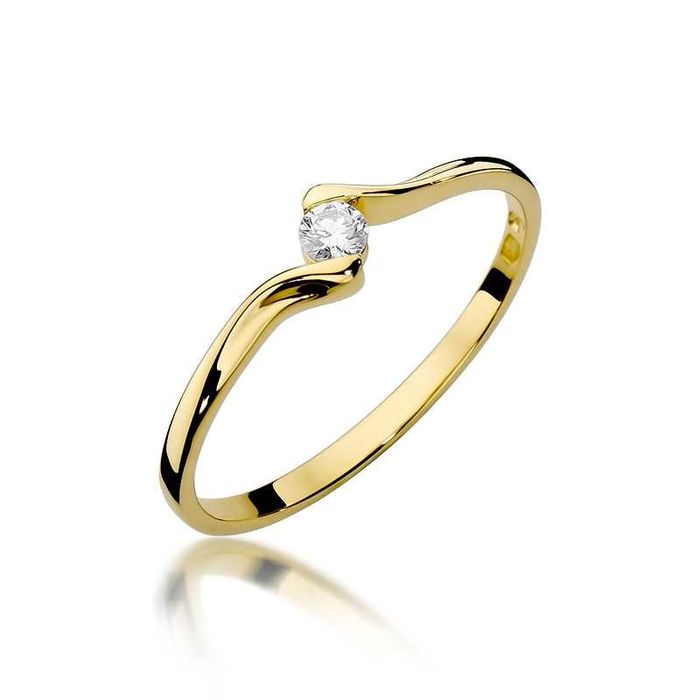 Piękny pierścionek z brylantem 0,09ct złoto 585