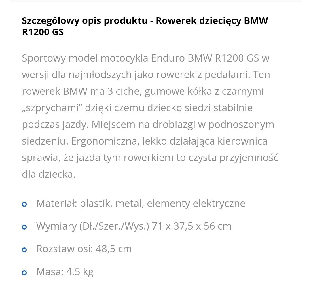 Rowerek rower dziecięcy BMW na pedała