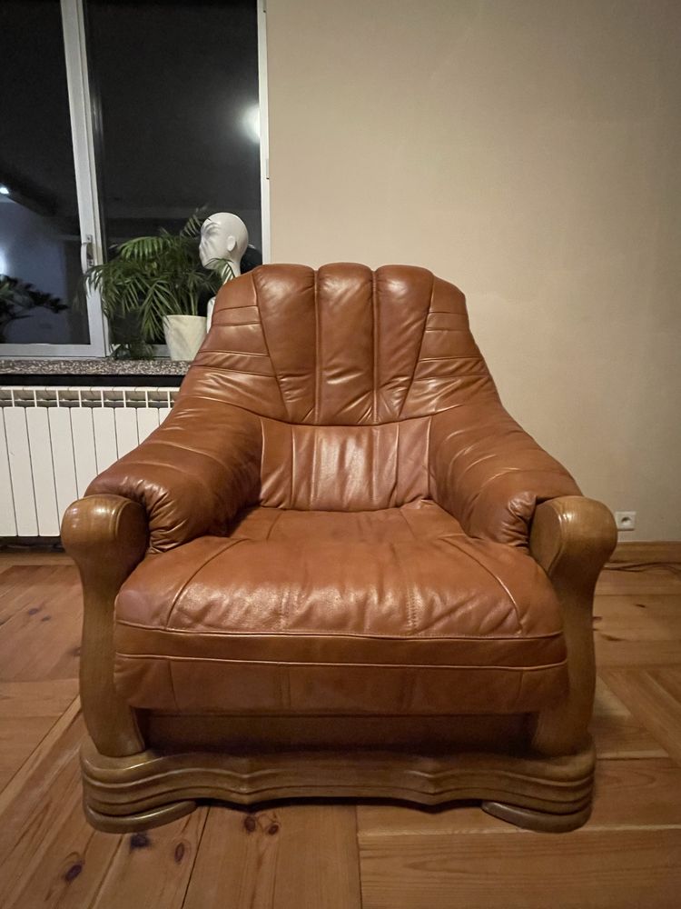 Luksusowy komplet wypoczynkowy Kler - skóra naturaln- luksus lat 90/00