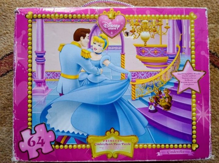 Puzzle Kopciuszek Disney - 64 elementy, brokatowe elementy