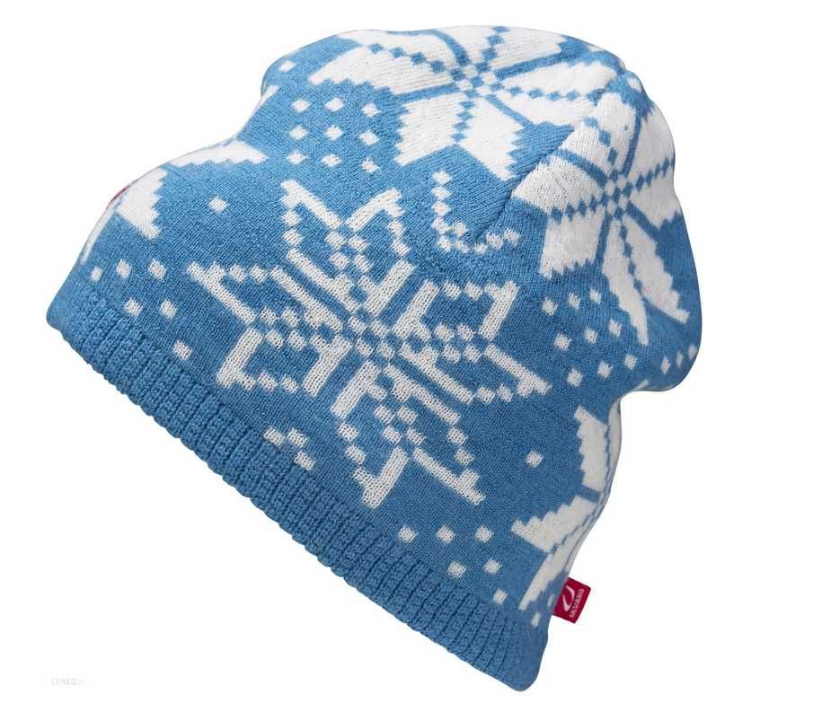 Zimowa czapka damska Ulvang niebieska śnieżynki wełniana 56 cm