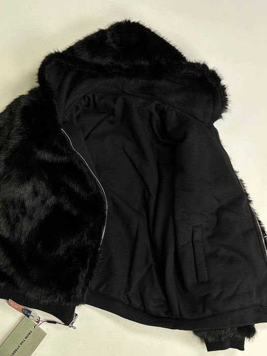 MA-1 бомбер черный мех двостороння куртка хутро зіпка чорний black S M