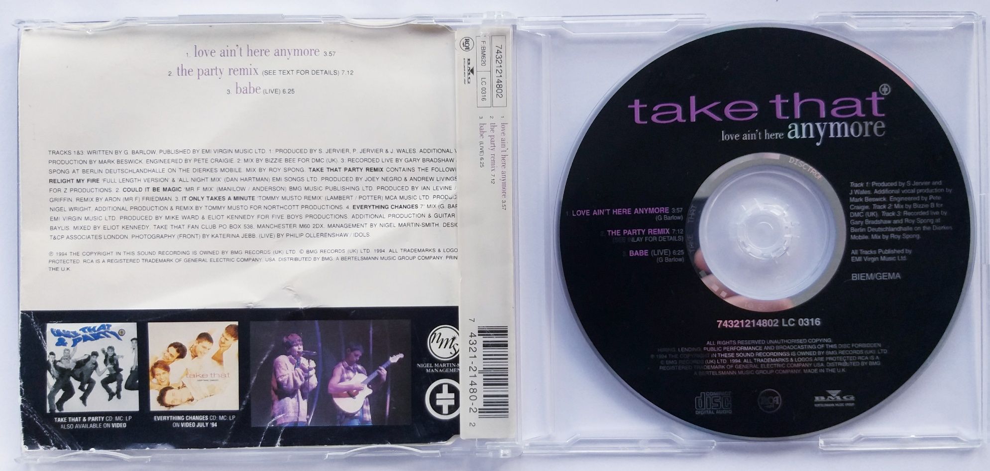 CDs Take That's Love Ain't Here Anymore 1994r