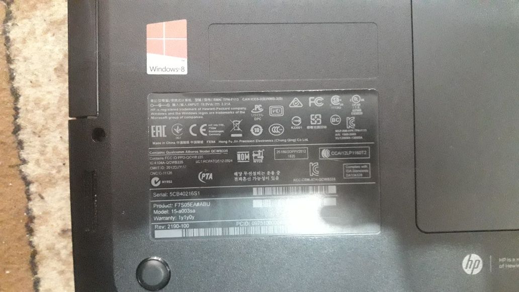 Ноутбук HP Compaq 15-a003sa