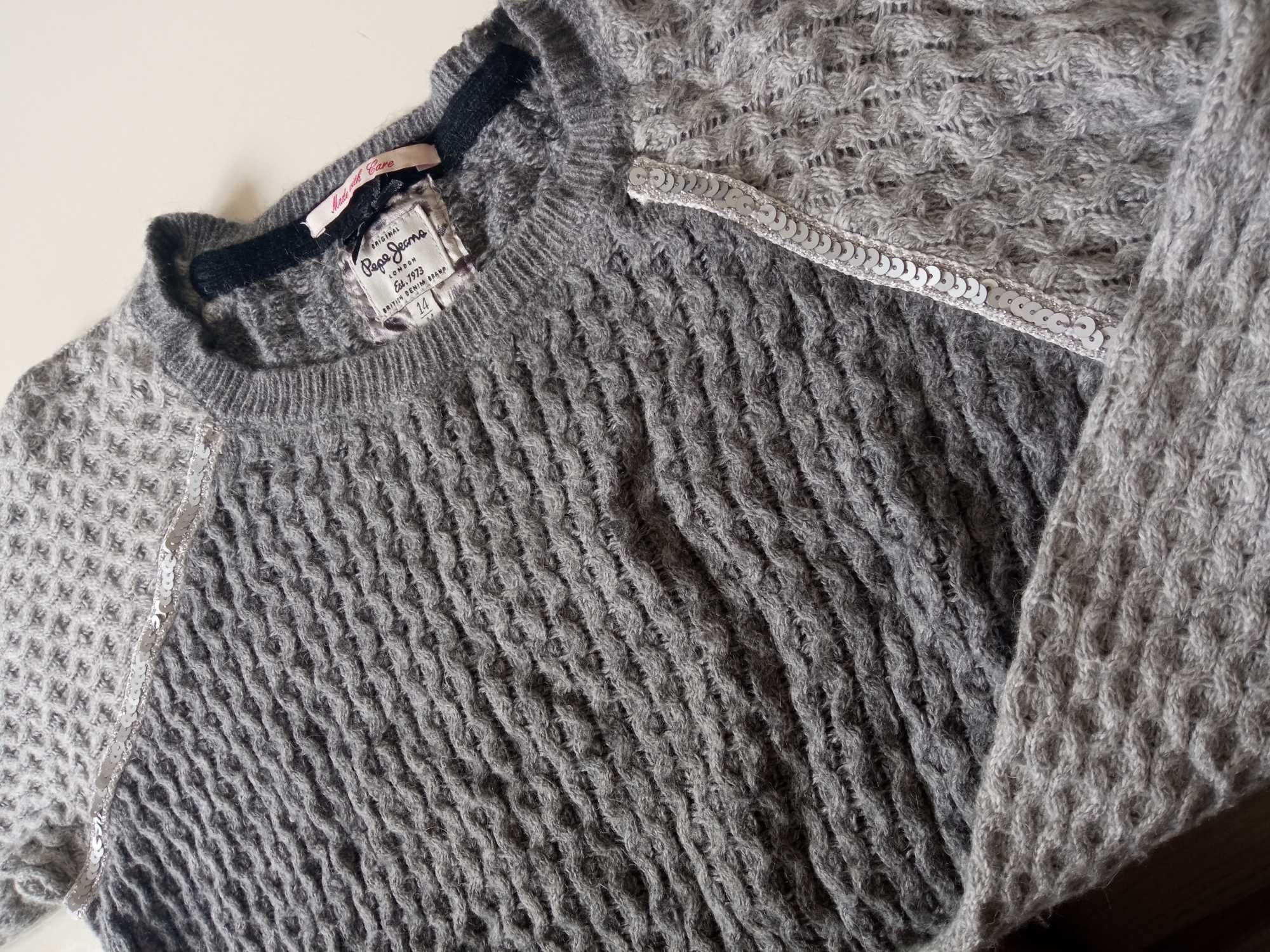 Pepe Jeans damski szary sweterek angora r M
