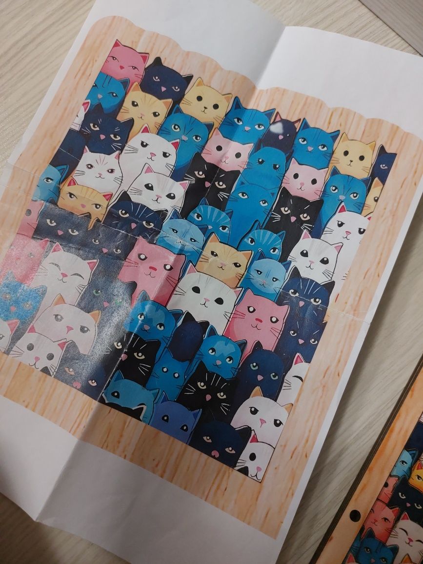 Puzzle drewno koty